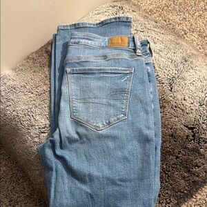 American Eagle Blue Skinny Jeans with Faded Effect